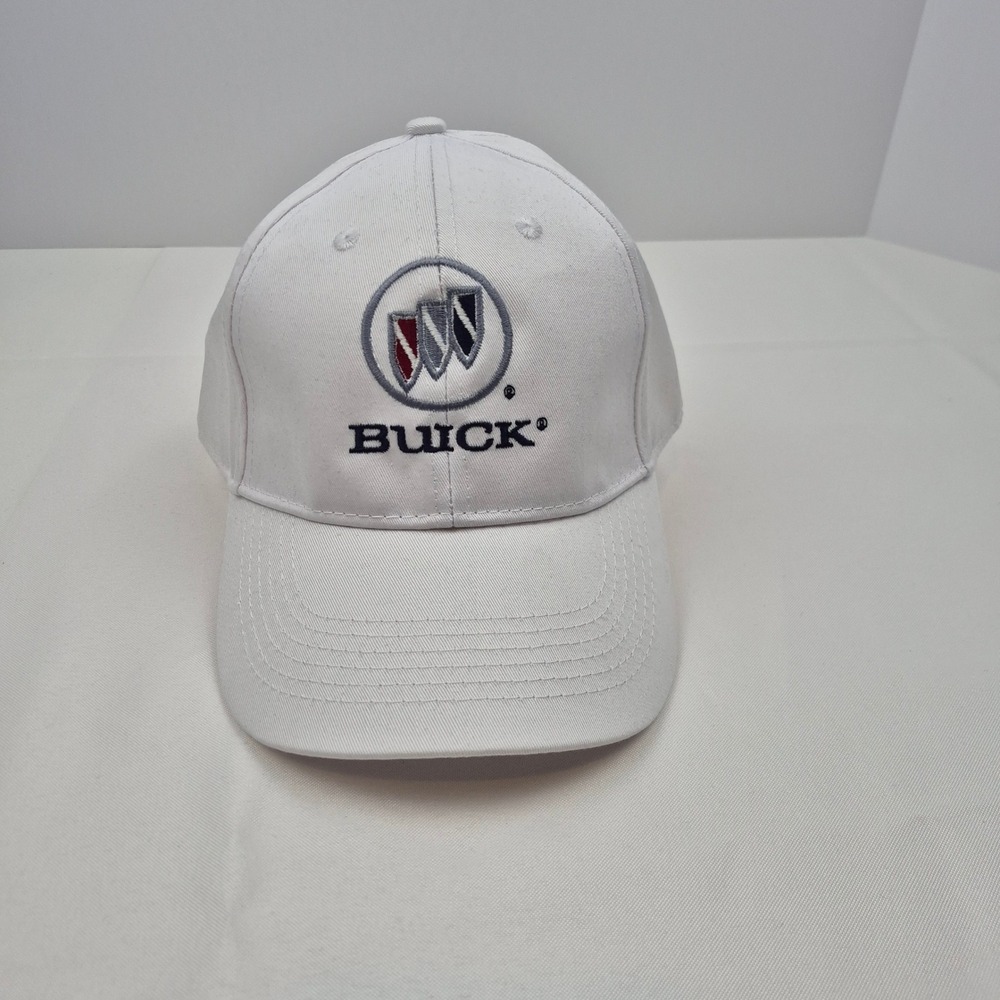 Buick Hat Cap White Strapback‎ Baseball Cap Embroidered Logo GM Licensed
